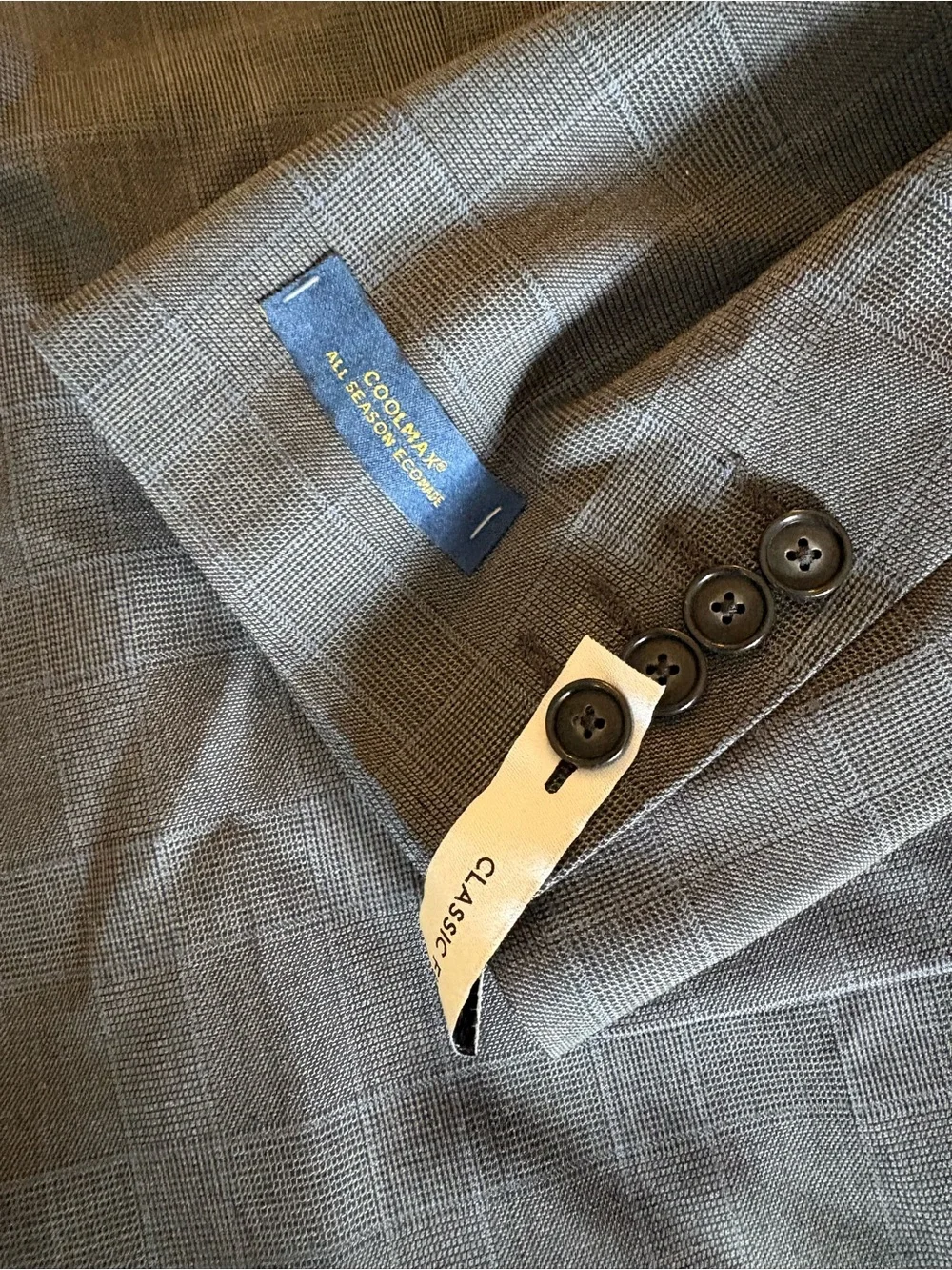 Stafford Men's Gray Plaid Two-Button Blazer